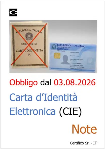 Obbligo Carta d’Identità Elettronica (CIE) dal 3 agosto 2026 Obbligo Carta d’Identità Elettronica (CIE) dal 3 agosto 2026